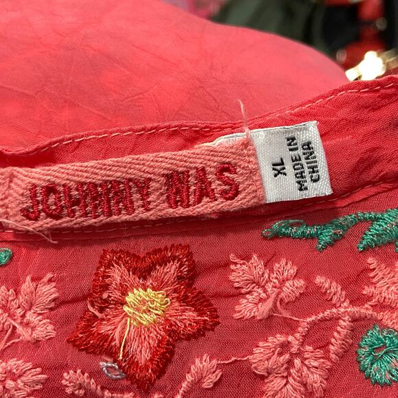 Johny Was Mikones Tunic Top Coral Floral Embroidered Size XL - Picture 6 of 10